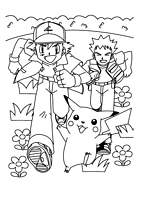 coloriage pokemon pikachu sacha et pierre